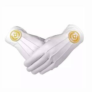 Diseño profesional Guantes masónicos baratos Color blanco Venta al por mayor Algodón puro Masonic Regalia Guantes de mano - Product Image 6