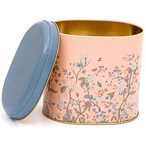 Kontensan ER0041G Envase Metálico Ovalado de 1.4L con Diseño Floral Rosa Pastel, 140x120x130mm - Product Image 1