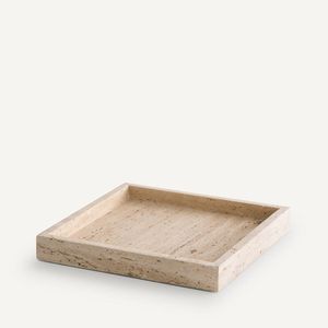 Plateau contemporain en marbre travertin, pierre naturelle, fait main, pour la décoration de table basse - Product Image 5