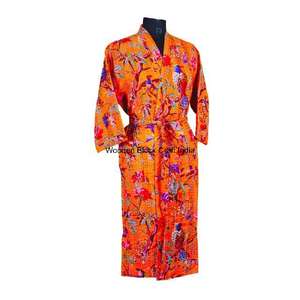 Robe kimono longue en coton 100% pur, tricotée, matelassée, faite à la main, confortable pour l'hiver/le printemps/l'automne, motif écologique pour filles - Product Image 6