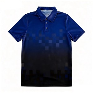 Polo léger à manches courtes de haute qualité, imprimé dégradé pixelisé, anti-humidité, idéal pour les activités de plein air et le quotidien. - Product Image 2