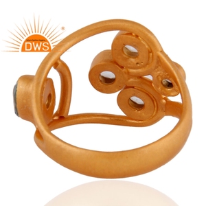 Anillo de declaración de piedras preciosas de Topacio Azul Natural chapado en oro de 18 quilates de plata de ley superventas, joyería fina Demi para mujer, regalo para ella - Product Image 3