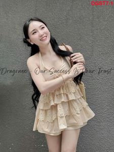 Conjunto diseñado con camisa en capas de encaje rosa en el medio del pecho cuello Halter y pantalones cortos súper bonitos para niñas ropa de calle 2024 - Product Image 6