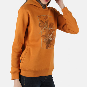 Sudadera con capucha con estampado personalizado de manga larga informal directo de fábrica para mujer Sudadera con capucha con logotipo personalizado para mujer - Product Image 3