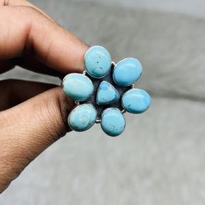 925 plata esterlina hermoso anillo de moda turquesa natural diseño occidental Ajuste de bisel para fiesta - Product Image 3