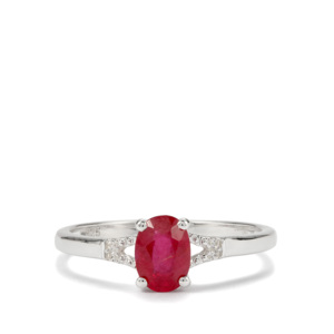 Bague Statement en Argent Sterling Plaqué Rhodium avec Rubis de Madagascar et Zircon Blanc 1,15 Carats - Product Image 2