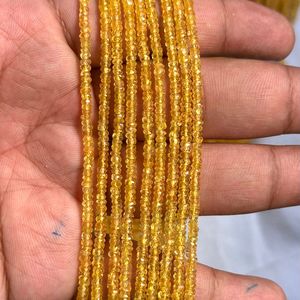 Perles rondes facettées en saphir jaune de haute qualité, de 2,5 mm à 4 mm, pour la fabrication de bijoux - Product Image 1