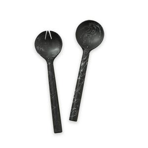 Grandes cuillères à salade en résine sculptées à la main, manche torsadé en forme d'hélice, ensemble de 2 pièces, fêtes jetables multicolores durables - Product Image 4