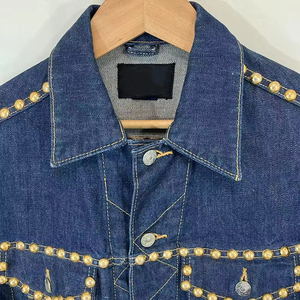 High Quality Embroidery New Fashion Style Fashion Trend OEM Manufacturer Custom High Street Rhinestone Denim <b>Worker</b> Jacket - Product Image 3