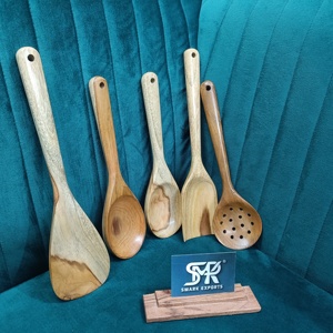 Juego de utensilios de madera maciza con asas ergonómicas Herramientas duraderas para cocinar y servir para la preparación de alimentos en el hogar y el restaurante - Product Image 2