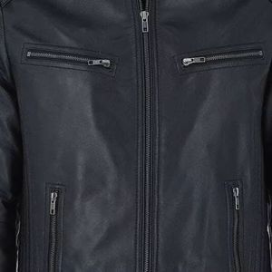Chaqueta extragrande de cuero para motocicleta a la moda de invierno para hombre, chaqueta de cuero con tachuelas negras cálidas impermeable de cuero Pu - Product Image 6