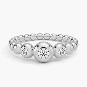 Anillo de Compromiso de Lujo con Diamante Cultivado en Laboratorio, Halo Redondo de Burbujas, Oro Sólido de 14k/18k, con Anillo de Bodas de Diamante, Anillos para Pareja - Product Image 5