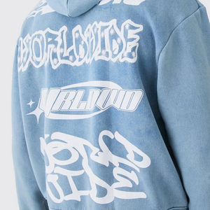 Basics Top Qualité Personnalisé Full Zip up Puff Print Hoodie Oversized Cotton Blended Blended Blank Men Hoodies à vendre à bas prix - Product Image 3