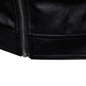 Chaqueta de Cuero Genuino para Hombre, Diseño Unisex con Bloques de Color, Cuello Alto, Logotipo Frontal, Envío DDP, Llegada 2026 - Product Image 5