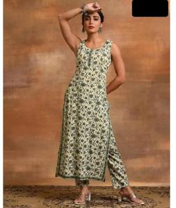 Indian Kurti Stitched Pure <b>Viscose</b> Embroidery Work Fashion Kurtis Set for Women Indian Traditional Designer Cotton Kurtis Set - Product Image 1