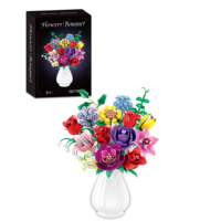 Nouveautés Jouet de construction pour enfant, jouet DIY, bouquet de fleurs en plastique, ensemble de briques de construction MOC