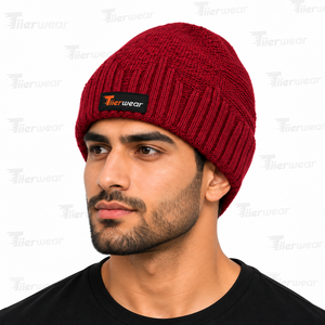 Gorro de Punto para Hombre, Color Sólido, Cálido para Invierno, Gorra Informal, 100% Acrílico, Hecho a Mano para Adultos, Gorros Unisex - Product Image 2