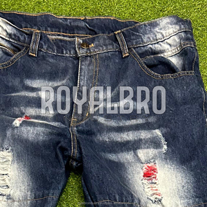 กางเกงยีนส์ของผู้ชายกางเกงยีนส์ขายาวแบบวินเทจทรงตรงลายลูกน้ำยืดปักลายแบบลำลอง - Product Image 3