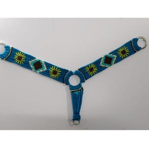 แผ่นรองอกม้าถักแบบถักเปีย ทนทาน ปรับแต่งได้ ผลิตจากผ้าฝ้าย/โพลีเอสเตอร์/ขนสัตว์ สีฟ้า สีเหลือง ไฮไลท์ สีสันสดใส สำหรับขี่ม้า - Product Image 1