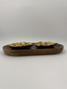 Rustic Handmade Aluminum Dry Fruits Bowls with Wooden Tray for <b>Wedding</b> Gift for Dining and Living Room Furniture - Product Image 6