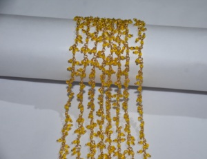 2mm Yellow Hydro quartz Beads <b>Cluster</b> Rosary chain. gold plated wire wrapped <b>Cluster</b> Rosary Chain. chain for Jewelry making - Product Image 3