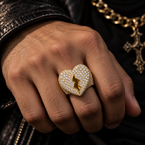 Bague Cœur Brisé en Moissanite VVS, Argent Sterling 925, Style Hip Hop Iced Out, Bijou Rond Tendance pour Homme – Vente Flash - Product Image 2
