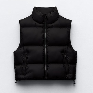 Chaquetas recortadas personalizadas, chaquetas de bombardero acolchadas para invierno, abrigos con cremallera, logotipo personalizado, chaleco sólido cálido sin mangas para niñas - Product Image 1