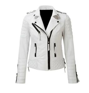 Veste en cuir pour femmes en PU à panneau doré à fermeture éclair personnalisée dernière conception avec service OEM couleur blanche - Product Image 6