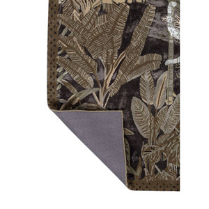 Alfombra Aurelia Verde Hecha a Mano de Lana y Viscosa, 10 mm de Grosor, Tra-15190 (Cs-01), Diseño Abstracto a Rayas para el Hogar y el Pasillo - Product Image 5