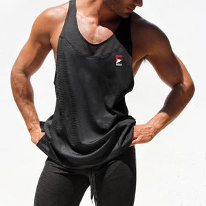 Camiseta sin mangas de algodón tejida informal para hombre, con estampado a cuadros, cuello redondo, nueva llegada, ligera, anti-bolitas, de secado rápido, con logotipo de color personalizado - Product Image 2