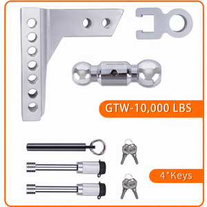 Supports de remorquage réglables Vypart de 6 pouces en aluminium chromé pour boules de remorquage en acier, compatibles avec les récepteurs de 2 pouces pour remorques - Product Image 2