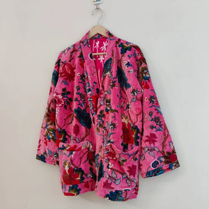 Bata Kimono de Terciopelo con Estampado de Animales de la Selva, Cuello en V, Larga, para Mujer, Abrigo Cálido de Invierno, Tejido Suave, Lavable a Máquina - Product Image 1