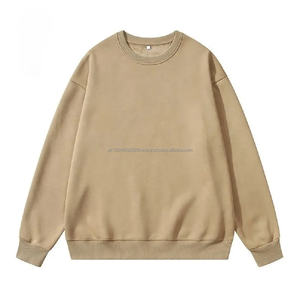 Sudaderas de cuello redondo de gran tamaño con logotipo personalizado para hombre, ropa de calle ligeramente recortada, Sudadera con capucha, algodón de rizo no tejido, invierno, sólido - Product Image 3