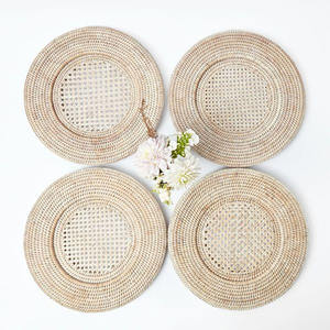 Handmade Rattan Charger Plates Boho Rattan <b>Placemat</b> OEM Eco Friendly <b>Placemat</b> <b>Wicker</b> Charger Plate From Vietnam Factory - Product Image 2