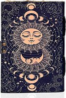 Carnet en cuir personnalisé Soleil et Lune, Journal vintage avec reliure cousue, Couleur personnalisée, Cadeau pour Hommes et Femmes, Carnet de croquis et de journalisation