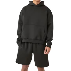 ชุดเสื้อผ้าคอตตอนฟลีซ2ชิ้นสำหรับผู้ชายชุดเสื้อผ้า2ชิ้นมีฮู้ดและกางเกงขาสั้น2026โลโก้ตามสั่ง - Product Image 1