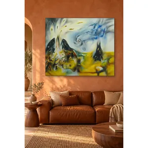 Impression sur toile Fida Blue and Yellow Surreal Abstract Vortex - Product Image 5