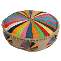 Décoration de maison nouvelles tendances indien ethnique brodé multicolore Pouf rond salon Round Puff fabriqué à la main canapé polyvalent & lit