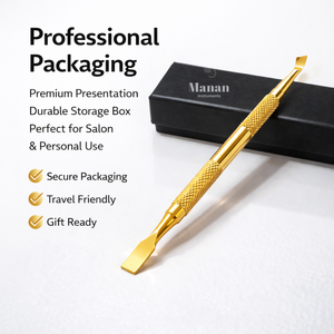 Empujador de Cutículas Reutilizable de Doble Punta, Limpiador de Uñas de Acero Inoxidable Dorado, Herramienta de Manicura y Pedicura, Fabricante OEM con Logotipo Personalizado - Product Image 6