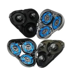 2 cabezales de afeitadora plateados extraíbles de triple cuchilla, compatibles con afeitadoras eléctricas, fuente de alimentación USB, para uso facial, afeitadora rotatoria, lavable - Product Image 1