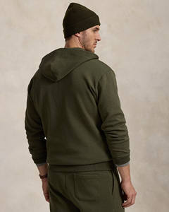Sweat à capuche zippé vert olive pour homme avec tissu en polaire doux et poches avant pour un style décontracté moderne au quotidien par Marfa International - Product Image 3