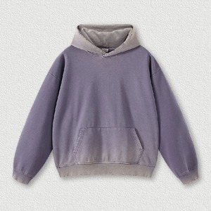 Logo de marque personnalisé 500 GSM Sun Faded Vintage Hoodies pour hommes surdimensionné en détresse lavage à l'acide Streetwear brodé hiver - Product Image 6