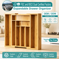 Organisateur de tiroirs extensible en bambou à 8 compartiments, écologique, pour cuisine et salon, plateau de rangement pour ustensiles, porte-couverts