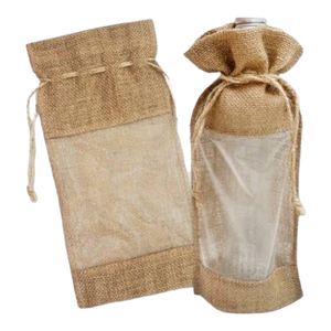 Logotipo personalizable barato yute 1 bolsa de botella con asa de cincha de algodón para compras y promoción - Product Image 1