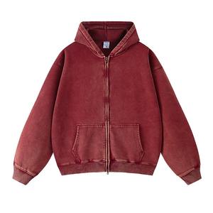 Fabricant personnalisé 100% coton de haute qualité 400 grammes surdimensionné imprimé bouffant sweats à capuche zippés vierges solide haute élasticité anti-rétrécissement - Product Image 3