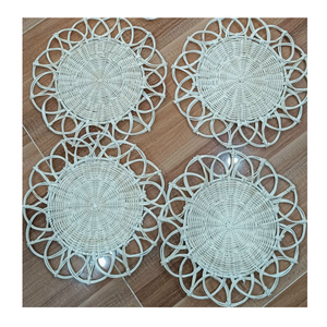 Hermoso plato de ratán tejido a mano y mantel de ratán para servir pan, té y comida en la decoración de la mesa de comedor - Product Image 6