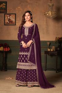 Traje indio paquistaní puro de Georgette para mujer, colección de traje de Salwar Kameez, con trabajo bordado, Dupatta - Product Image 4