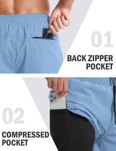 กางเกงขาสั้นตาข่ายสำหรับเล่นกีฬาออกกำลังกายฟิตเนสยิมวิ่งออกกำลังกายกระเป๋าใส่โทรศัพท์สไตล์สปอร์ตออกแบบได้ตามต้องการ - Product Image 5