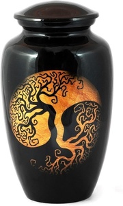 Urna de cremación de aluminio para cenizas humanas-Urna funeraria para adultos hecha a mano-Asequible (Golden Tree 200 pulgadas cúbicas) - Product Image 2