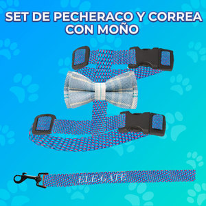 Set di Imbracature di Lusso in Nylon per Animali Domestici, Taglia Media, Traspirante, in Corduroy, Neoprene e Oxford, con Elegante Design a Fiocco, Semplice e alla Moda, per Cani e Gatti - Product Image 1